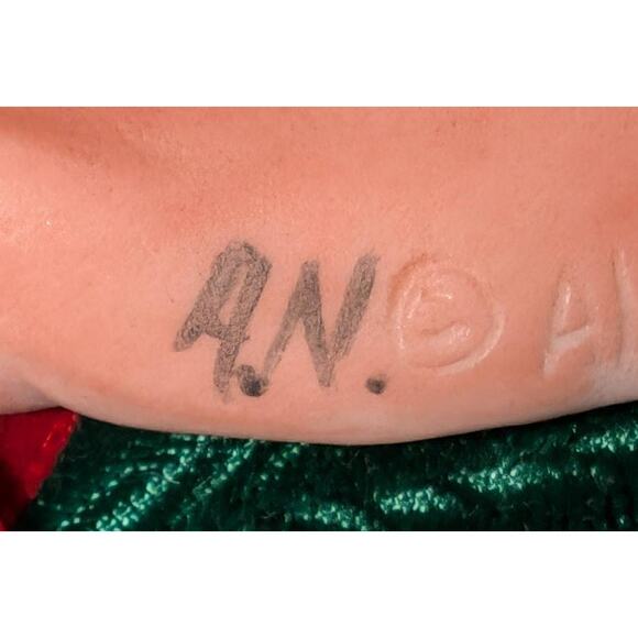 1990 A.N. Allyson Nagel Santa Head Christmas Tree Ornament Artisan Vintage - Picture 8 of 8